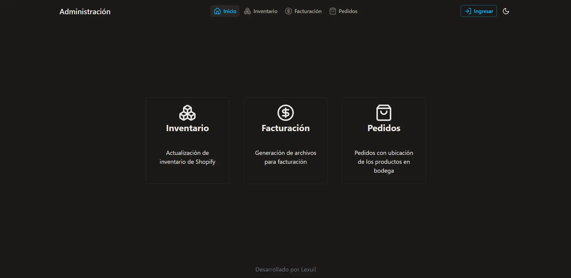 Captura de pantalla del proyecto Biosuministros