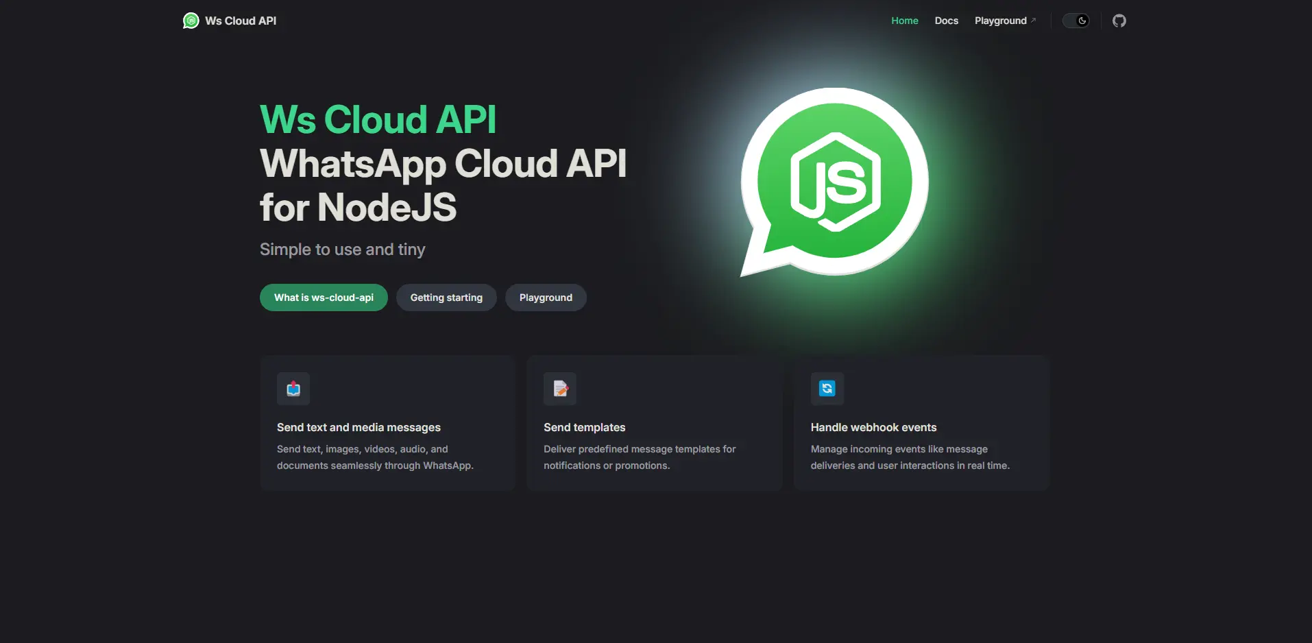 Captura de pantalla del proyecto Ws Cloud API (Open Source)